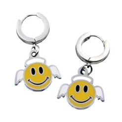 Earrings*Boogzel Clothing Smiley Angel Earrings Silver/yellow