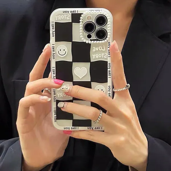 Iphone Cases*Boogzel Clothing Smiley Checkered iPhone Case Black/white