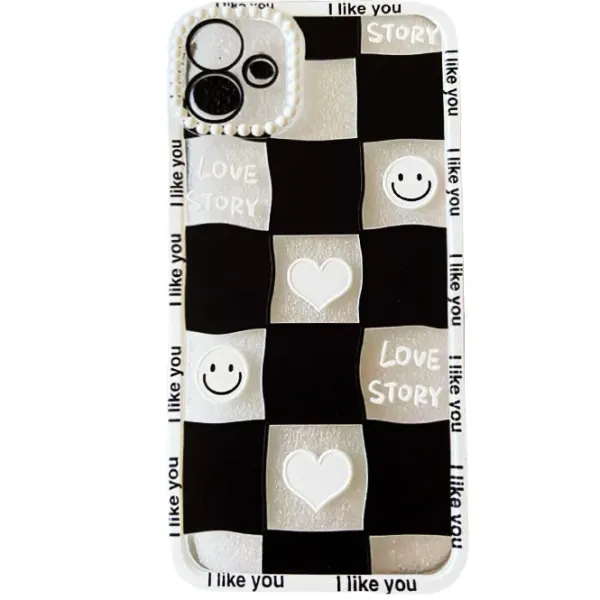 Iphone Cases*Boogzel Clothing Smiley Checkered iPhone Case Black/white