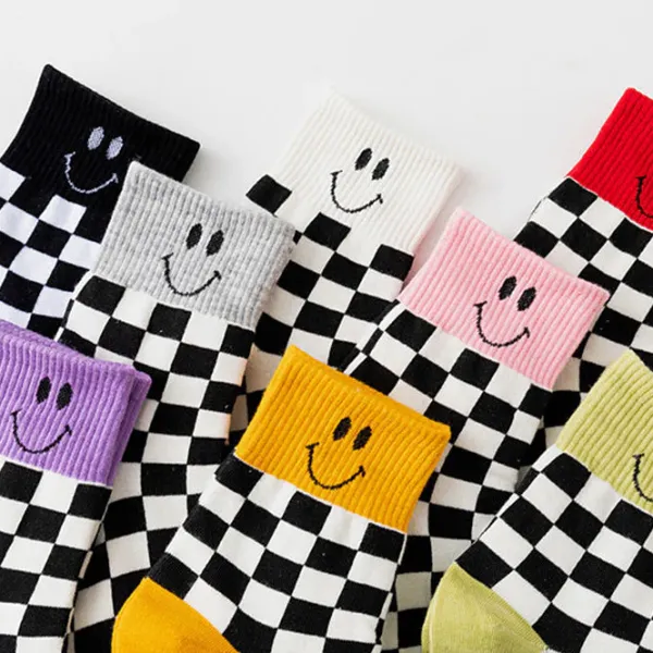 Socks*Boogzel Clothing Smiley Checkered Socks