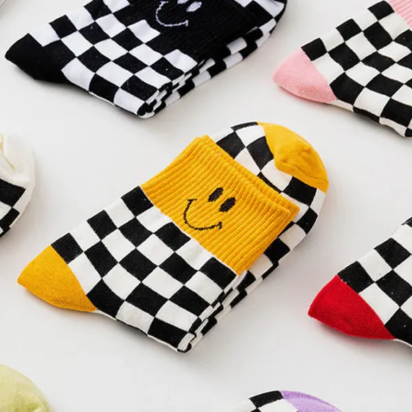 Socks*Boogzel Clothing Smiley Checkered Socks