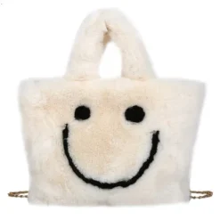 Bags & Purses*Boogzel Clothing Smiley Face Fuzzy Handbag