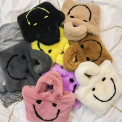Bags & Purses*Boogzel Clothing Smiley Face Fuzzy Handbag