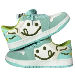 Aesthetic Sneakers*Boogzel Clothing Smiling Face Embroidery Mint Green Sneakers MintGreen