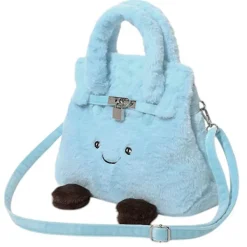 Bags & Purses*Boogzel Clothing Smiling Face Plush Handbag Blue