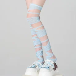 Socks*Boogzel Clothing Soft Girl Crisscross Lace-Up Socks Blue