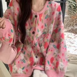 Knit Cardigans*Boogzel Clothing Soft Girl Floral Cardigan Pink