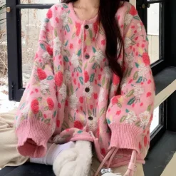 Knit Cardigans*Boogzel Clothing Soft Girl Floral Cardigan Pink