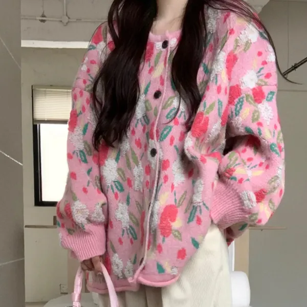 Knit Cardigans*Boogzel Clothing Soft Girl Floral Cardigan Pink