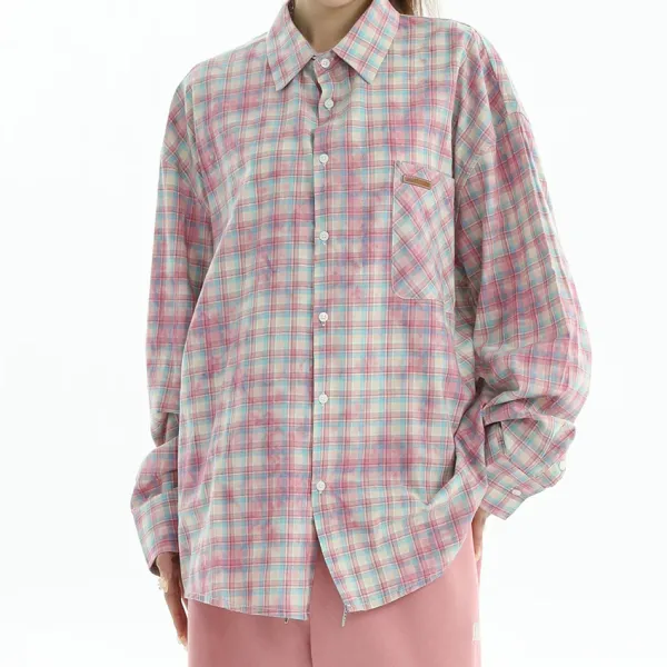 Long Sleeve Tops*Boogzel Clothing Soft Girl Plaid Button-Up Shirt