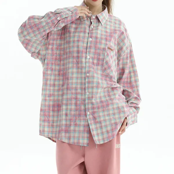 Long Sleeve Tops*Boogzel Clothing Soft Girl Plaid Button-Up Shirt