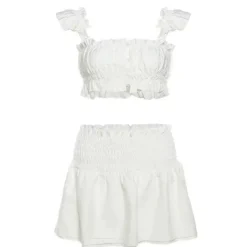 Dresses & Rompers|Skirts*Boogzel Clothing Soft Girl Top & Ruffle Skirt Co-Ord White