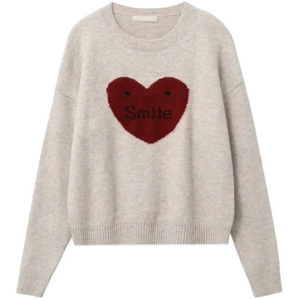 Sweaters*Boogzel Clothing Soft Girl Warm Heart Sweater Grey/red
