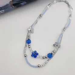 Necklaces & Chokers*Boogzel Clothing Soft Grunge Beaded Necklace Blue