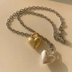 Necklaces & Chokers*Boogzel Clothing Softie Heart Chain Necklace Silver/gold