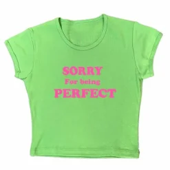 Y2K Tops|Aesthetic T-Shirts & Graphic Tees*Boogzel Clothing Sorry For Being Perfect Baby Tee
