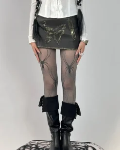 Other*Boogzel Clothing Spider Print Fishnet Tights Black