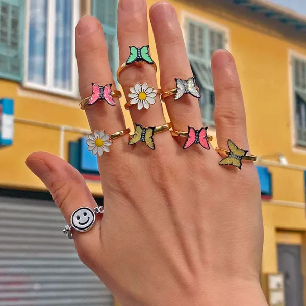 Anxiety Rings|Rings*Boogzel Clothing Spinner Flower Anxiety Ring