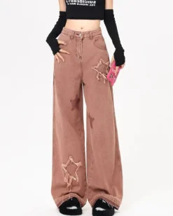 Jeans*Boogzel Clothing Star Aesthetic Jeans Pink