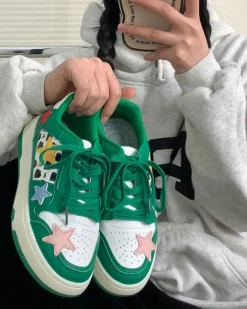 Mad|Aesthetic Sneakers*Boogzel Clothing Star Behavior Aesthetic Sneakers Green