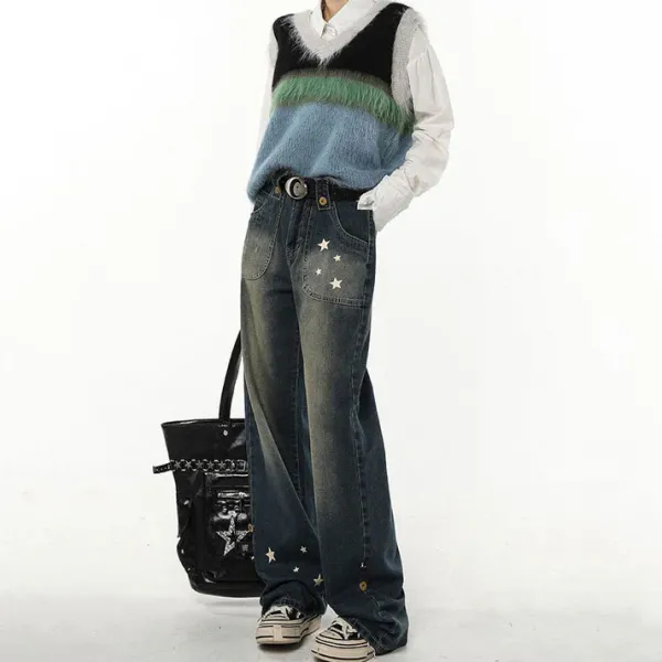 Jeans*Boogzel Clothing Star Child Wide Leg Jeans Black