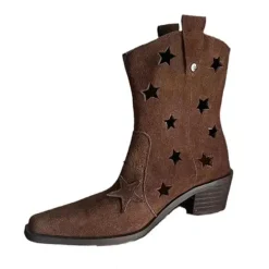 Mad|Boots / Platform Boots*Boogzel Clothing Star Cut Out Cowboy Boots Brown