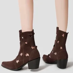 Mad|Boots / Platform Boots*Boogzel Clothing Star Cut Out Cowboy Boots Brown