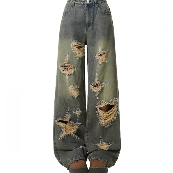 Jeans*Boogzel Clothing Star Distressed Jeans Green