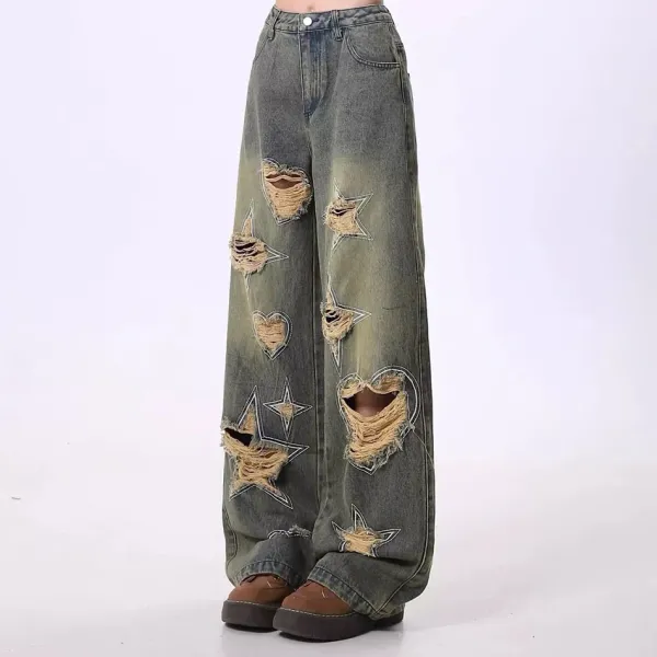 Jeans*Boogzel Clothing Star Distressed Jeans Green