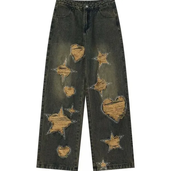 Jeans*Boogzel Clothing Star Distressed Jeans Green