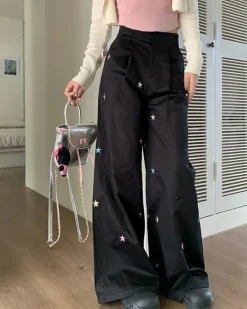 Pants & Trousers*Boogzel Clothing Star Girl Aesthetic Baggy Pants Black