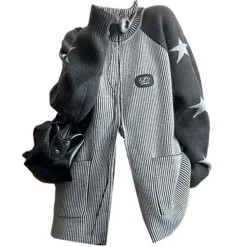 Sweaters*Boogzel Clothing Star Girl Aesthetic Zip Up Sweater Grey