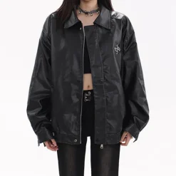 Coats & Jackets*Boogzel Clothing Star Girl Bomber Leather Jacket