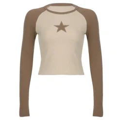 Crop Tops|Long Sleeve Tops*Boogzel Clothing Star Girl Long Sleeve Top Brown