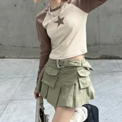 Crop Tops|Long Sleeve Tops*Boogzel Clothing Star Girl Long Sleeve Top Brown