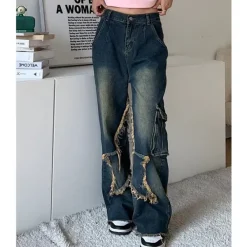 Jeans*Boogzel Clothing Star Girl Cargo Jeans Blue