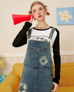 Dresses & Rompers*Boogzel Clothing Star Girl Denim Overalls Blue