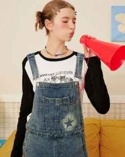 Dresses & Rompers*Boogzel Clothing Star Girl Denim Overalls Blue