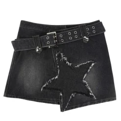 Skirts*Boogzel Clothing Star Girl Denim Skirt Black