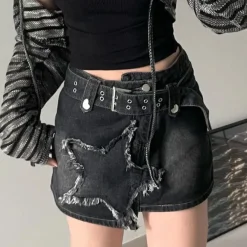 Skirts*Boogzel Clothing Star Girl Denim Skirt Black