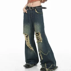 Jeans*Boogzel Clothing Star Girl Destroyed Jeans DarkBlue