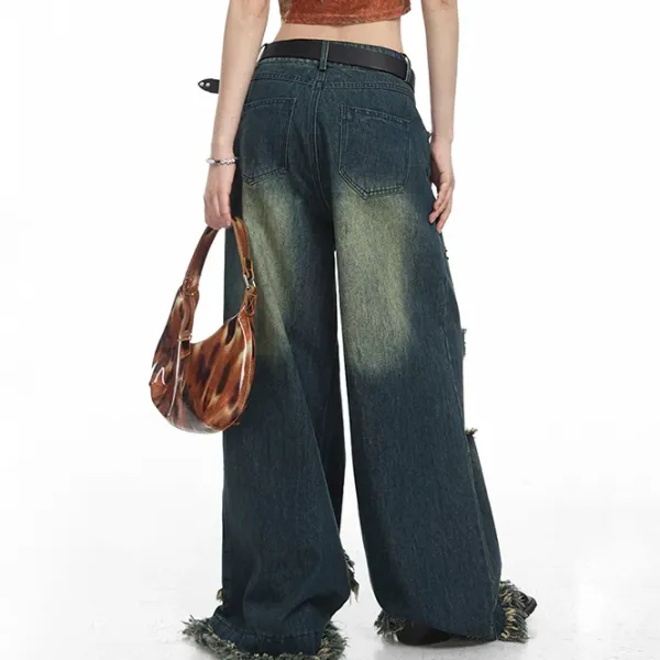 Jeans*Boogzel Clothing Star Girl Destroyed Jeans DarkBlue