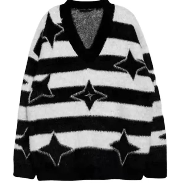 Striped Sweaters|Sweaters*Boogzel Clothing Star Girl Fuzzy Striped Sweater