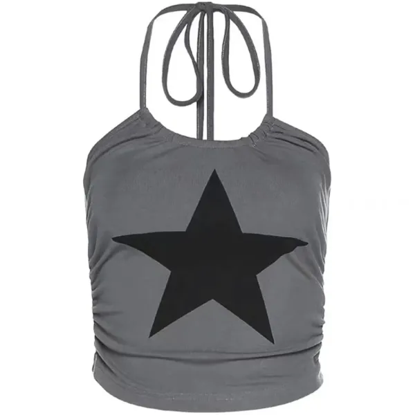 Y2K Tops|Crop Tops*Boogzel Clothing Star Girl Halter Crop Top Grey