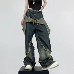 Jeans*Boogzel Clothing Star Girl Wide Leg Jeans DarkBlue