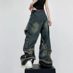 Jeans*Boogzel Clothing Star Girl Wide Leg Jeans DarkBlue