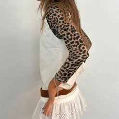 Aesthetic T-Shirts & Graphic Tees|Long Sleeve Tops*Boogzel Clothing Star Leopard Long Sleeve Top Brown/white