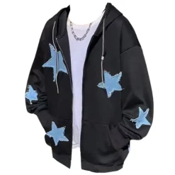 Hoodies*Boogzel Clothing Star Patch Aesthetic Zip Up Hoodie