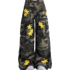 Pants & Trousers*Boogzel Clothing Star Patch Camo Cargo Pants Green