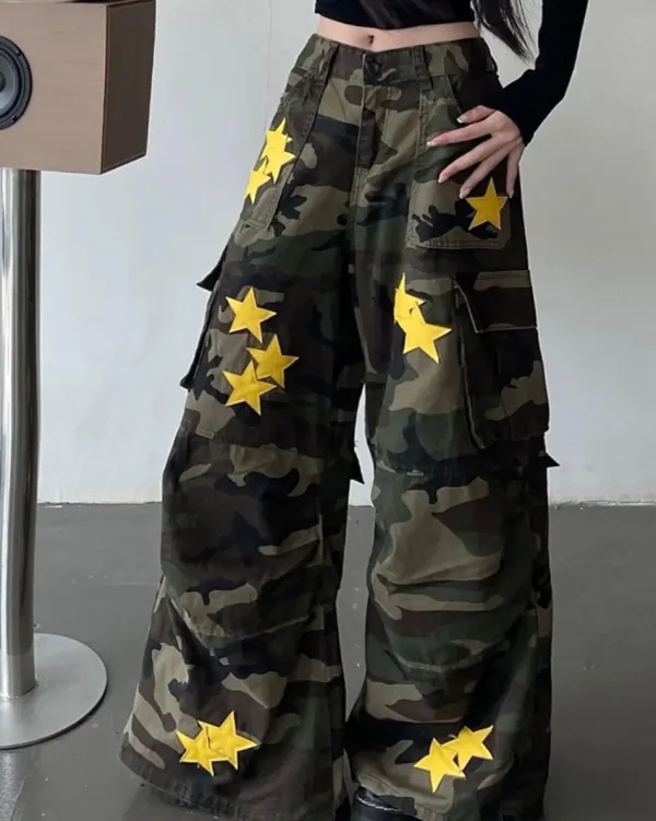 Pants & Trousers*Boogzel Clothing Star Patch Camo Cargo Pants Green